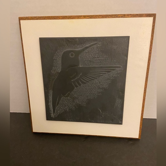 Slate Hummingbird Relief Carving - Picture 1 of 5